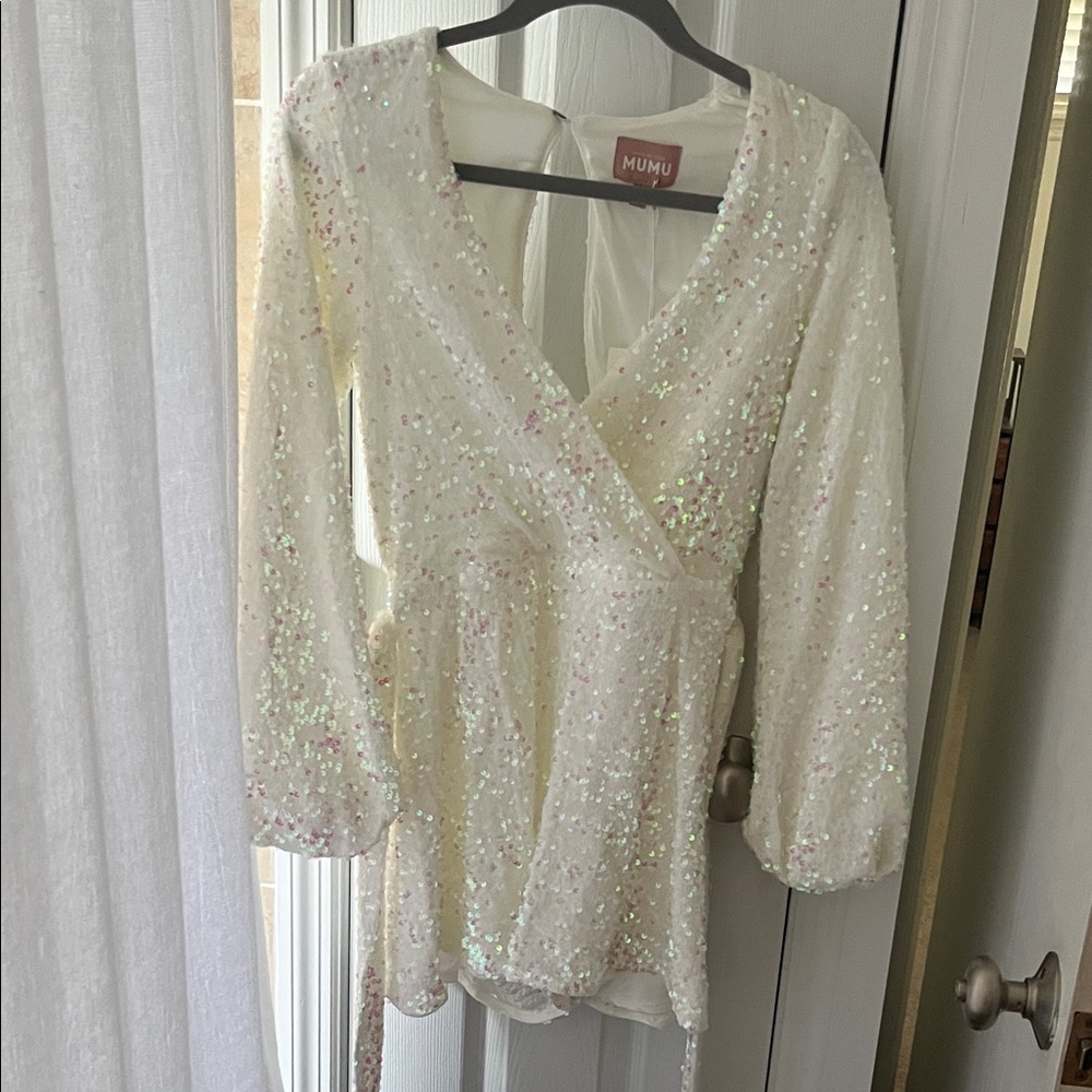 Show Me Your MuMu Iridescent Sequin romper